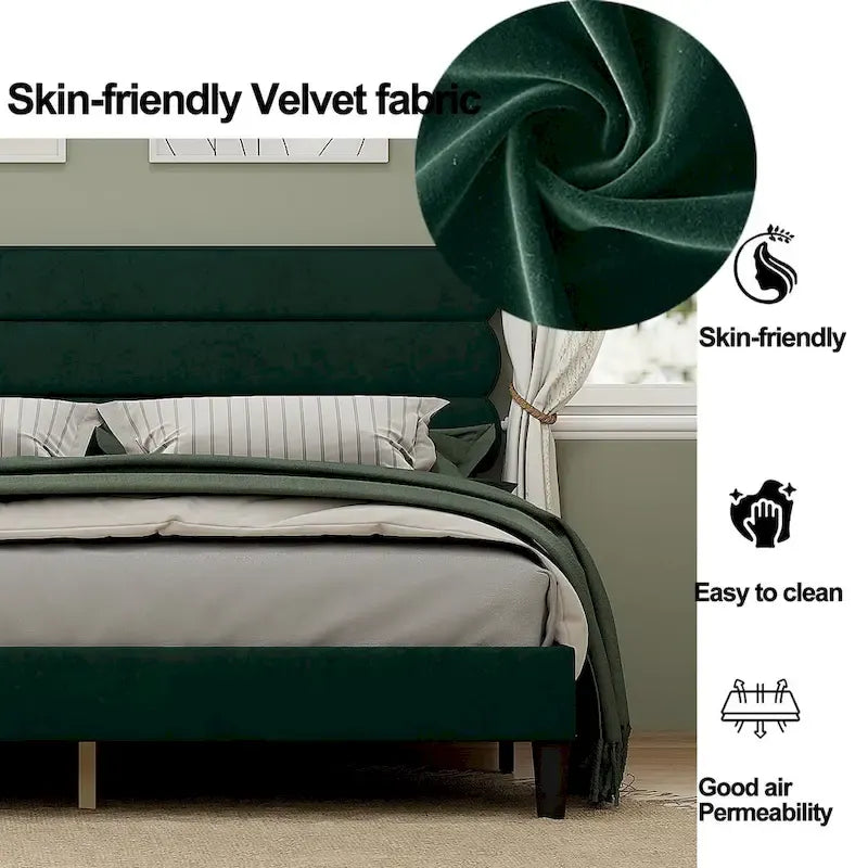 King Size Bed Frame with Headboard, Sturdy Platform Bed with Wooden Slats Support and No Box Spring