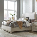 Washed Taupe & Silver Champagne King California Upholstered Bed