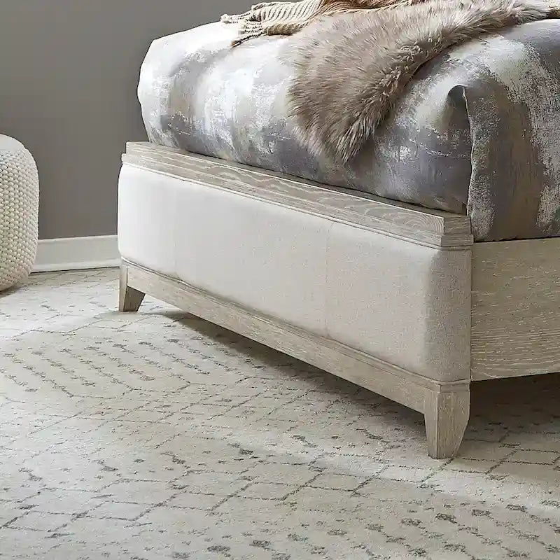 Washed Taupe & Silver Champagne King California Upholstered Bed