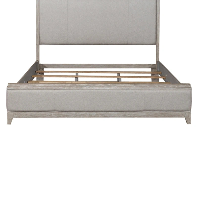 Washed Taupe & Silver Champagne King California Upholstered Bed