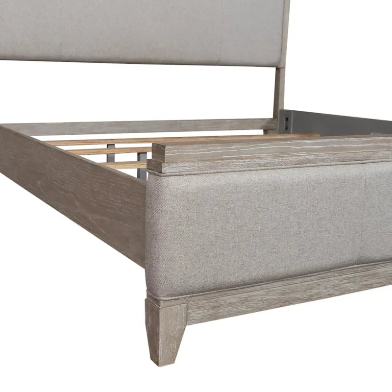 Washed Taupe & Silver Champagne King California Upholstered Bed