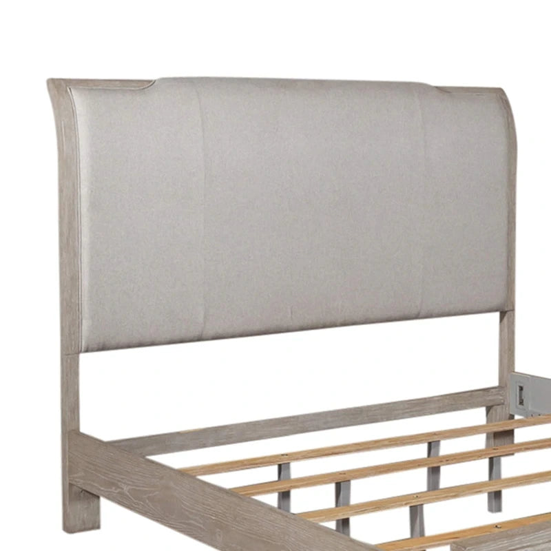 Washed Taupe & Silver Champagne King California Upholstered Bed