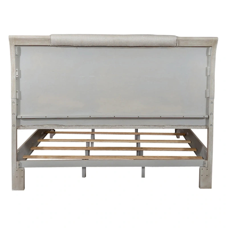 Washed Taupe & Silver Champagne King California Upholstered Bed