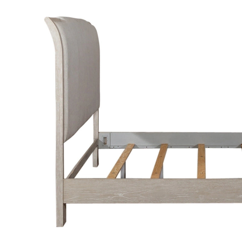 Washed Taupe & Silver Champagne King California Upholstered Bed