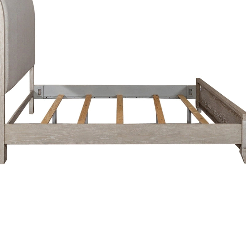 Washed Taupe & Silver Champagne King California Upholstered Bed