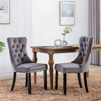 Set of 2 Modern High-End Tufted Solid Wood Upholstered Dining Chair with Nailhead Trim