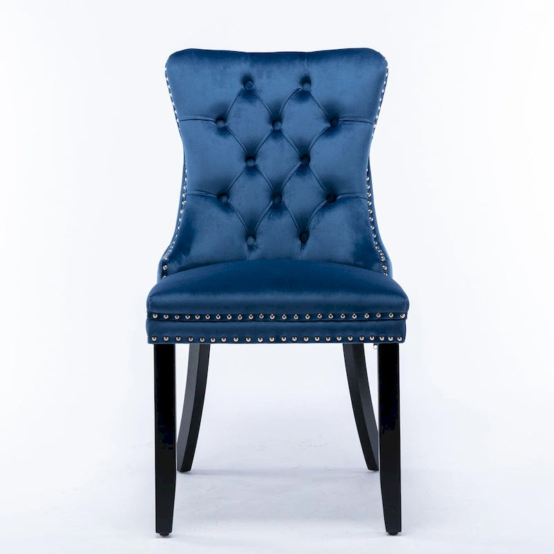 Set of 2 Modern High-End Tufted Solid Wood Upholstered Dining Chair with Nailhead Trim