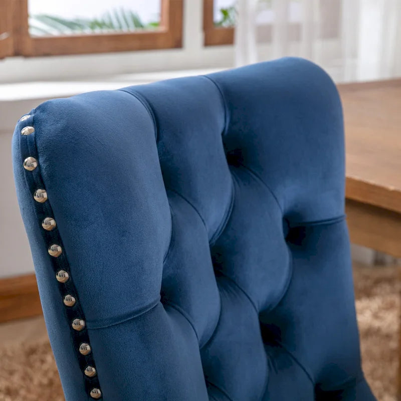 Set of 2 Modern High-End Tufted Solid Wood Upholstered Dining Chair with Nailhead Trim