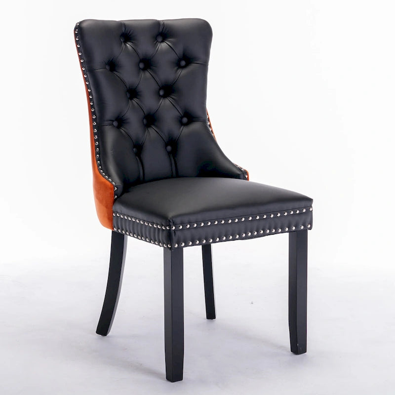 Set of 2 Modern High-End Tufted Solid Wood Upholstered Dining Chair with Nailhead Trim