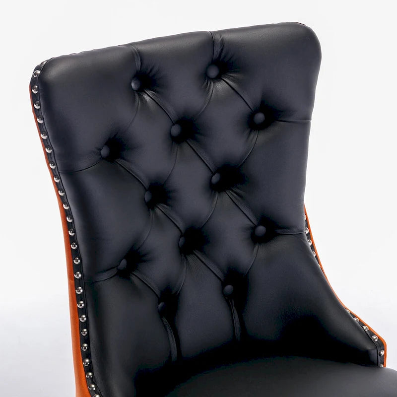 Set of 2 Modern High-End Tufted Solid Wood Upholstered Dining Chair with Nailhead Trim