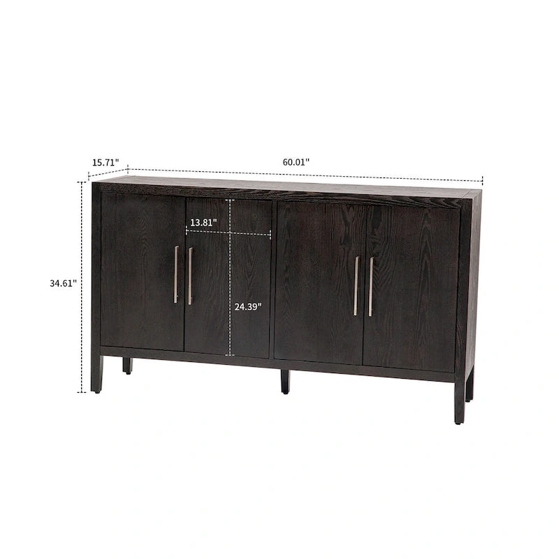 Minimalist Vintage Wooden Sideboard with Solid Pine Wood Legs