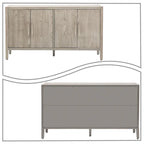 Minimalist Vintage Wooden Sideboard with Solid Pine Wood Legs