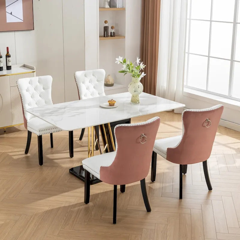 High-end Tufted Upholstered Nailhead Trim Dining Chair, Set of 2