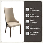 High-Back Dining Chair Upholstered in Leather with Ash Wood Legs Elm Collection