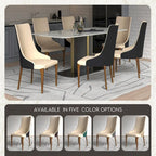 High-Back Dining Chair Upholstered in Leather with Ash Wood Legs Elm Collection