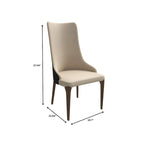 High-Back Dining Chair Upholstered in Leather with Ash Wood Legs Elm Collection