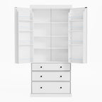 77inch Farmhouse Kitchen Pantry, Freestanding Tall Cupboard Storage Cabinet with 3 Adjustable Shelves, 8 Door Shelves, 3 Drawers