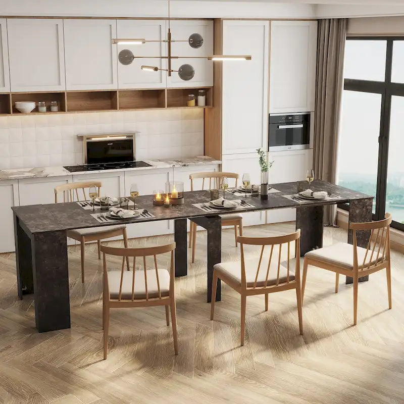 2 in 1 Multifunctional Extendable Console Table Dining Table for 4-8 People with 5 Different Size
