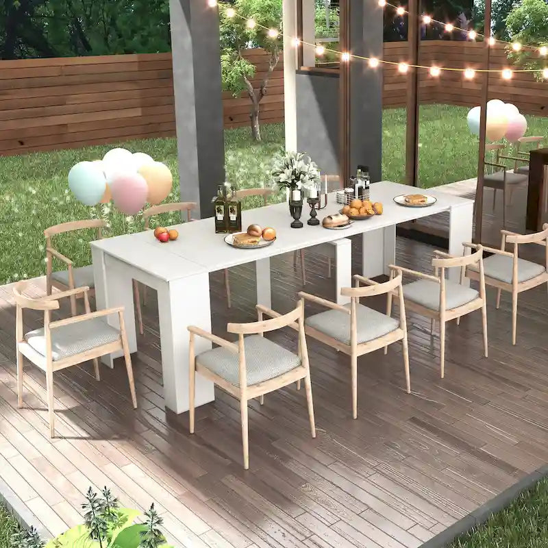 2 in 1 Multifunctional Extendable Console Table Dining Table for 4-8 People with 5 Different Size