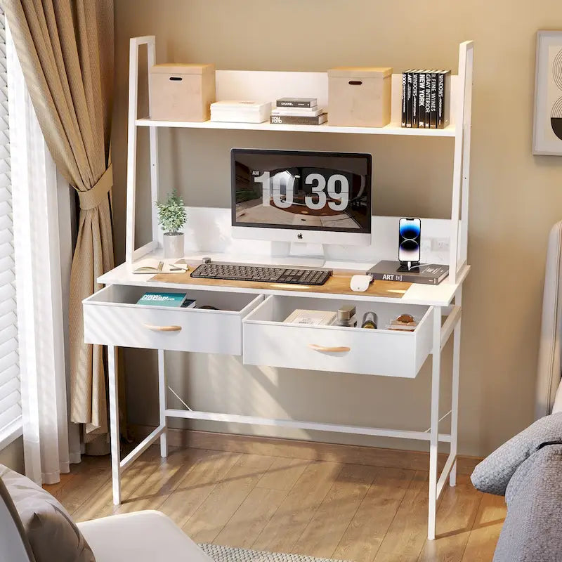 Computer Desk Home Office Desk with Power Outlet Study Writing Table