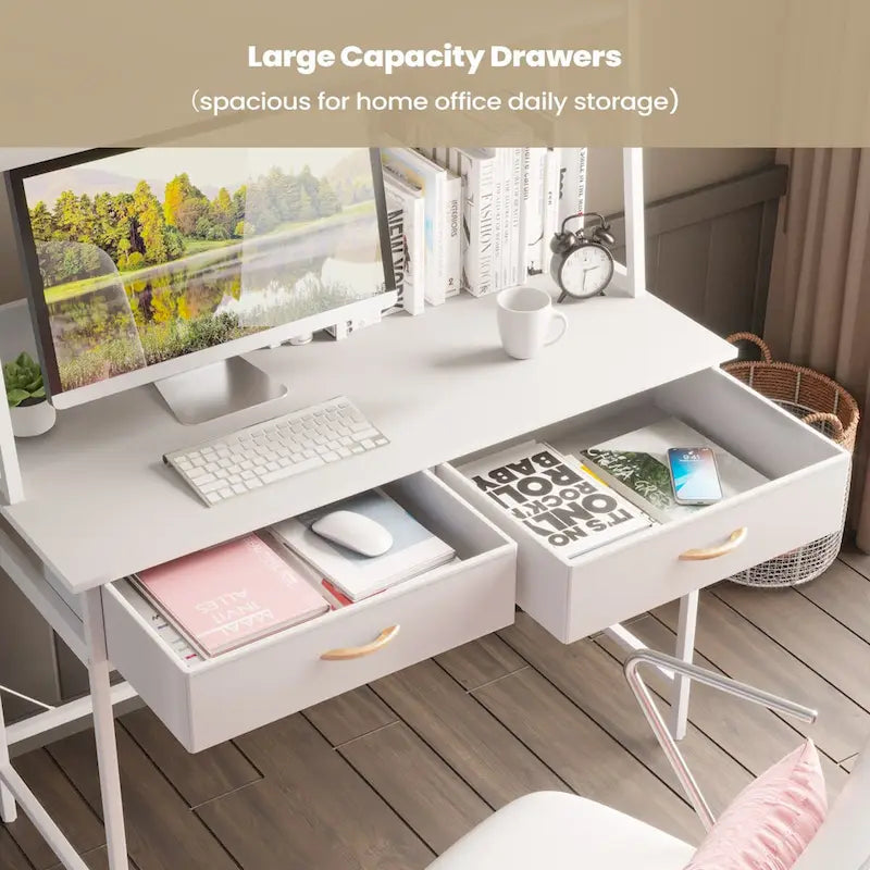 Computer Desk Home Office Desk with Power Outlet Study Writing Table