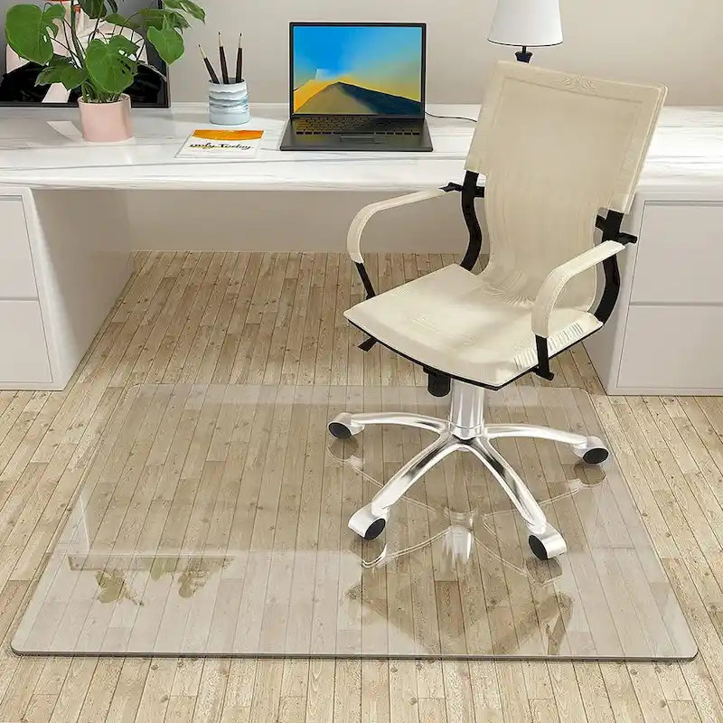Office Chair Mat 46 x 36 with Tempered Glass for Hard Floor Protection