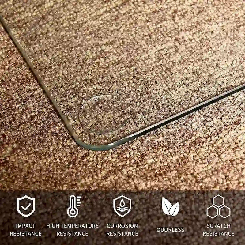 Office Chair Mat 46 x 36 with Tempered Glass for Hard Floor Protection