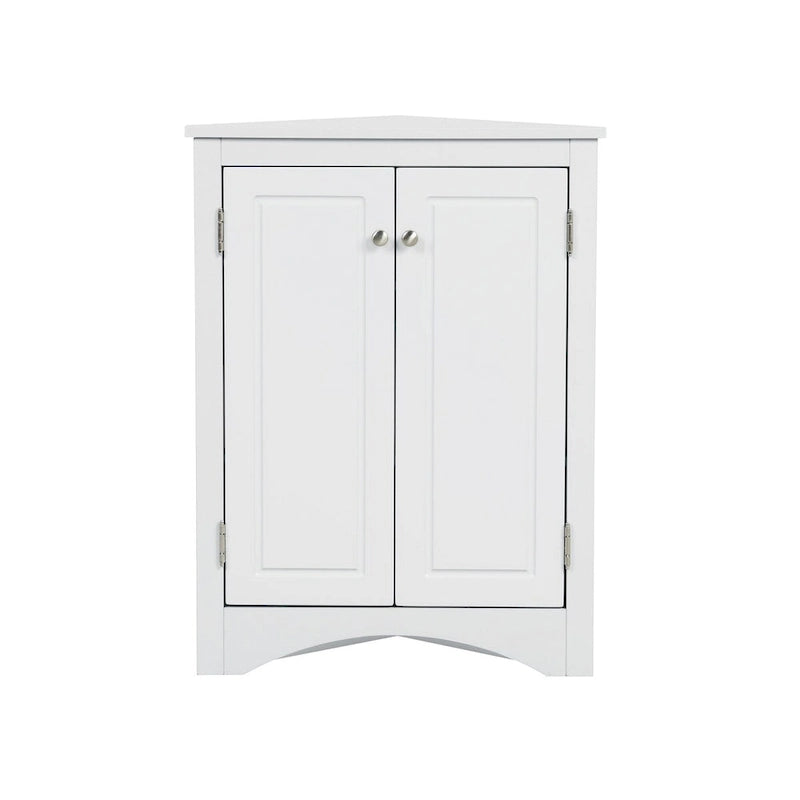 32 Wood 2-door Bathroom Corner Cabinet with Adjustable Shelves
