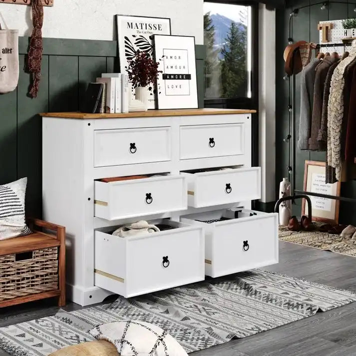 Wood Dresser 3+3 Drawers Chest