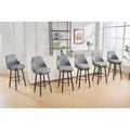 Bar Stools Set of 2 Chenille Adjustable Counter Height Swivel Bar Stools with Back Metal Leg,24 to 29 Inch,Light Gray