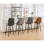 Bar Stools Set of 2 Chenille Adjustable Counter Height Swivel Bar Stools with Back Metal Leg,24 to 29 Inch,Light Gray